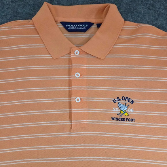 Ralph Lauren Polo Golf Other - Ralph Lauren Polo Golf Shirt Mens US Open‎ Large Orange Striped Pima Cotton